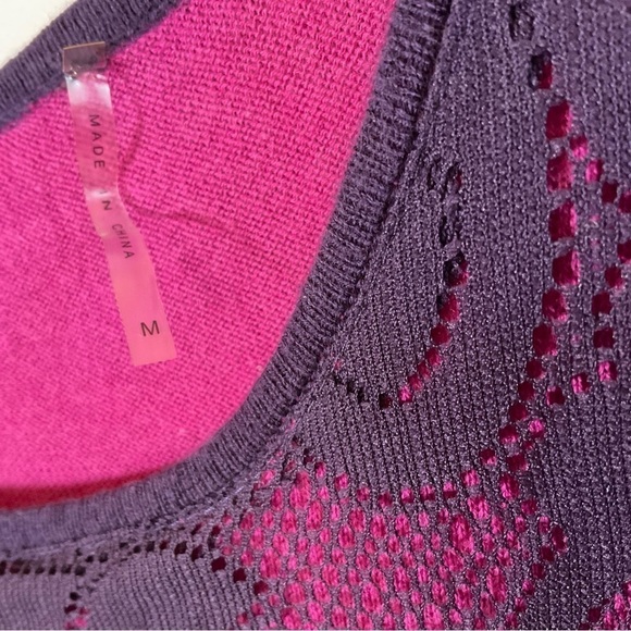 Lace Dress Pink Purple Knit Overlay Size M - Picture 4 of 9